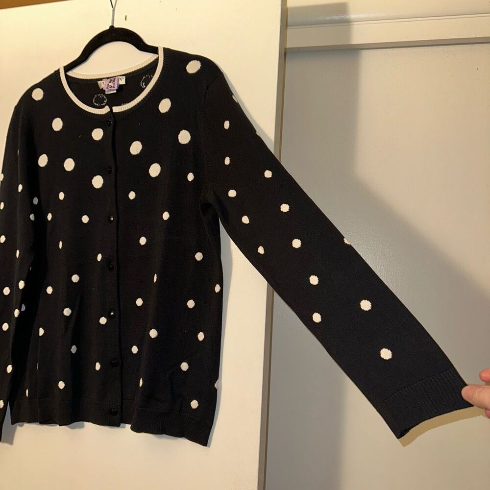 Pendleton Petites Women’s Black White Dot Cardiga… - image 4